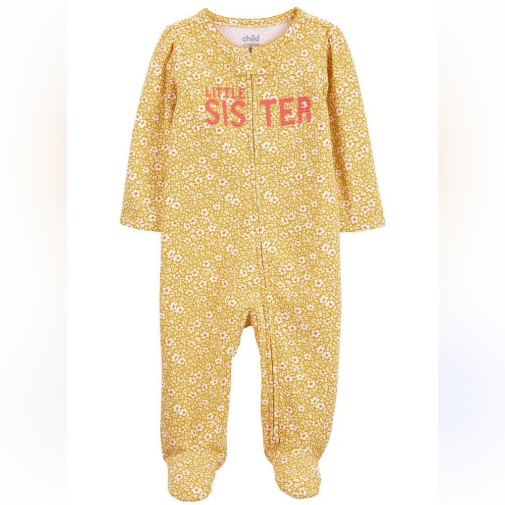 🍊5/$25 Carter's Mustard and Pink Footies One Piece size 3-6m